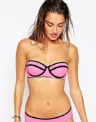 Asos Mix And Match Contrast Longline Bikini Top - Pink
