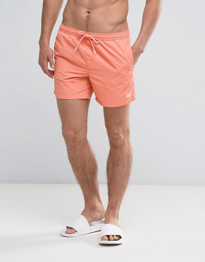 Bershka Swim Shorts In Washed Orange - Orange