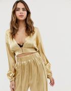 Lioness Plunge Front Wrap Top Two-piece In Gold - Gold