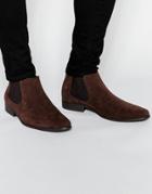 Asos Chelsea Boots In Brown Faux Suede - Brown