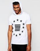 Asos Hooded T-shirt With Stars And Stripes Print In White - White