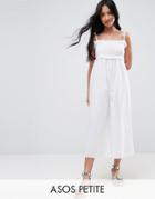 Asos Petite Jumpsuit In Cotton With Shirred Bodice - Multi