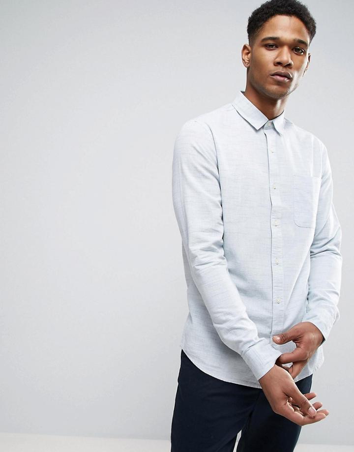 Only & Sons Shirt In Slim Fit Textured Cotton Detail - Blue