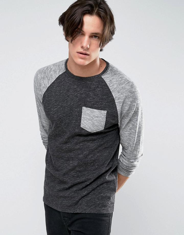Esprit Long Sleeve Top In Black Marl - Black