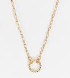 Asos Design Curve Necklace With Circle Pendant In Gold Tone
