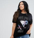 New Look Curve Slogan Frill Detail T-shirt - Black