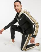 Siksilk Premium Tape Track Pants In Black And White