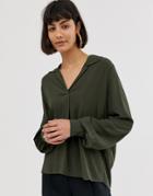Selected Femme Long Sleeve Shirt With Volume Sleeve - Gray