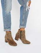 Pimkie Leopard Print Heeled Ankle Boot - Brown