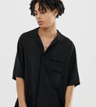 Collusion Oversized Revere Shirt In Black