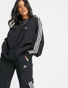 Adidas Originals Adicolor Three Stripe Sweatshirt In Black-blues