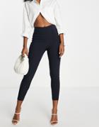 Asos Design High Waist Skinny Fit Pants In Navy
