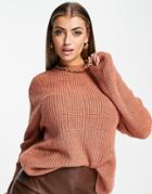 Na-kd Recycled Polyester Round Neck Sweater In Dusty Pink