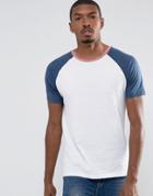 Esprit T-shirt With Contrast Raglan Sleeve And Neck - White