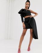True Violet Frill Detail Mini Skirt In Black