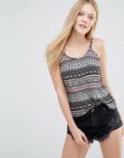Vero Moda Super Easy Boho Print Cami - Neon Orange