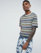 Asos Longline Stripe T-shirt In Slub Fabric - Multi
