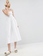 Asos Jumpsuit In Cotton With Shirred Bodice - White