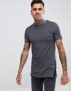Asos Design Muscle Longline T-shirt With Side Split Contrast Detail - Multi