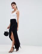 Asos Design Wrap Maxi Skirt With Ruched Side - Black