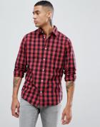Jack & Jones Essentials Slim Fit Gingham Shirt - Red
