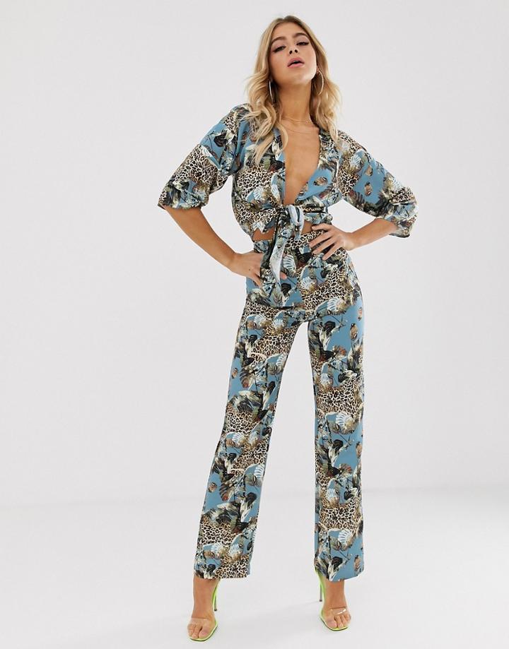 Koco & K Wide Leg Pants In Multi Print - Multi
