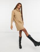 Only Sweater Dress With Roll Neck In Brown
