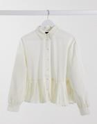 Asos Design Shirt With Pleated Hem In Ivory-white