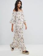 Rage Floral Off Shoulder Oversized Maxi Dress - Multi