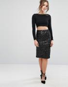 Warehouse Sequin Skirt - Black