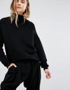 Paisie Funnel Jumper With Ribbed Detail - Black