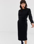 River Island Sweat Dress With Belt In Black