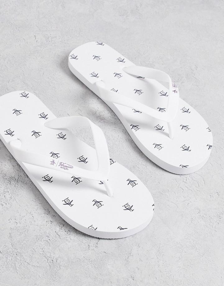 Original Penguin Pool Side Flip Flops In White
