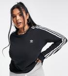Adidas Originals Plus Adicolor Three Stripe Long Sleeve T-shirt In Black