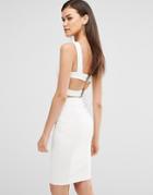 Lavish Alice Harness Strap Detail Bodycon Midi Dress - White
