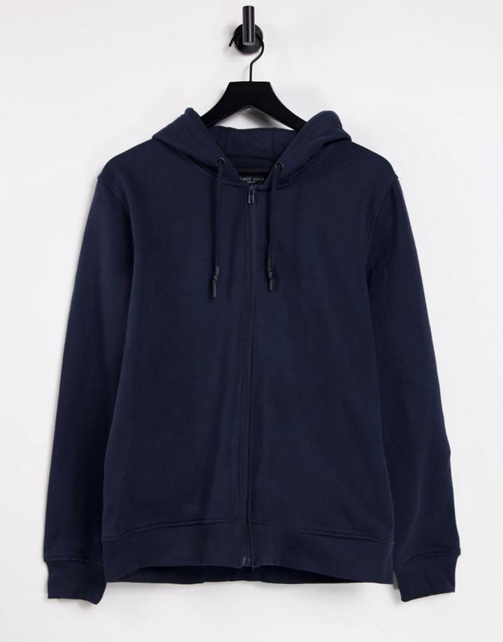 Brave Soul Full Zip Hoodie In Navy