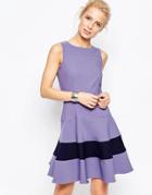 Closet Fit And Flare Dress With Contrast Band - Lilac