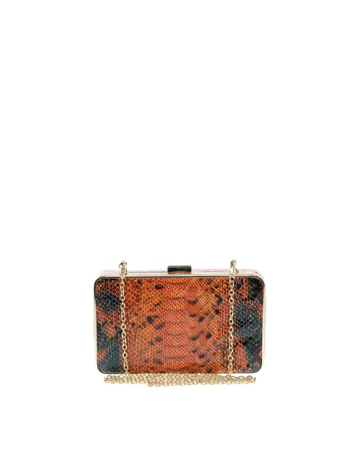 Johnny Loves Rosie Hard Snap Close Snakeskin Clutch