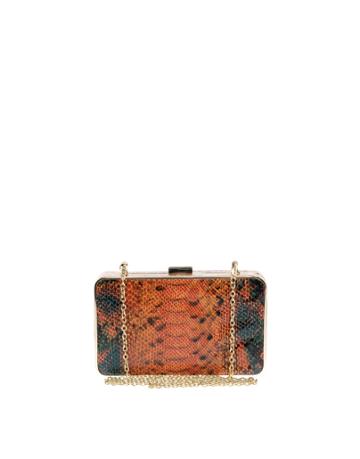 Johnny Loves Rosie Hard Snap Close Snakeskin Clutch