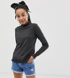 Urban Bliss Ruffle Hem Sweater-gray