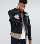 Asos Tall Oversized Denim Jacket In Black With Patches - Black