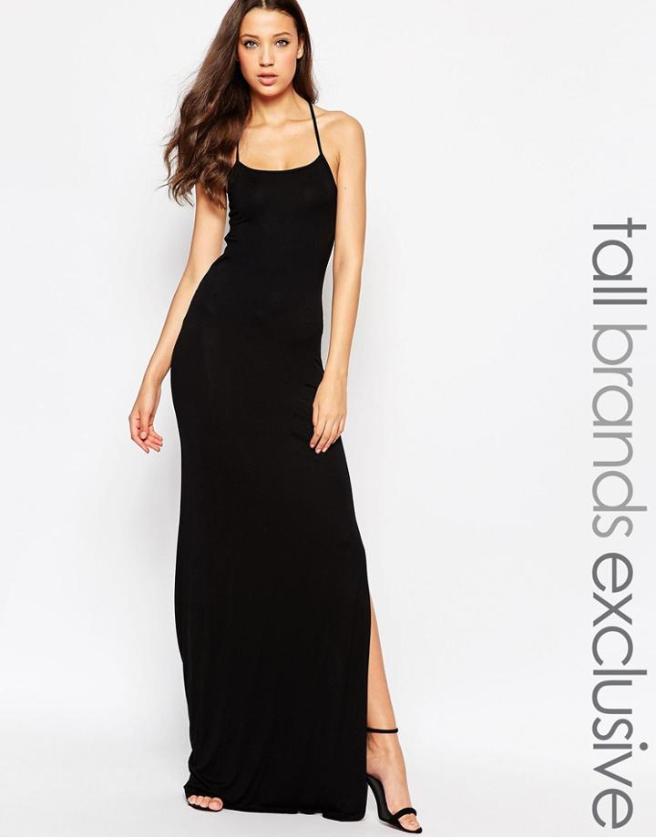 Ttya Cross Back Cami Maxi Dress - Black
