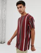 New Look Oversized Vertical Stripe T-shirt - Brown