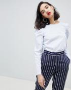 Esprit Stripe Structured Shoulder Blouse - Blue