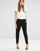 Muubaa Thornhil Leather Peg Pants - Black