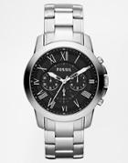 Fossil Grant Stainless Steel Chronograph Watch Fs4736 - Silver