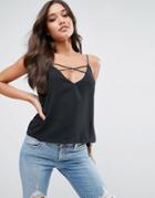 Asos Swing Cami With Strap Detail Front - Black