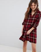 New Look Check Swing Shirt Dress - Red