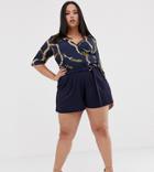 Pink Clove Tailored Shorts With Belted Waist-navy