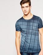 Boss Orange T-shirt With Check Print - Navy